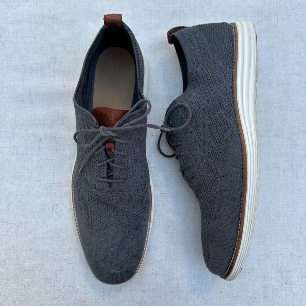 Cole Haan OriginalGrand Wingtip Knit Oxford Men's 15 Gray C27961 Casual Shoes